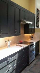 Galley Kitchen in Charcoal Stain